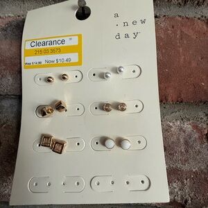 A New Day Gold and Silver Stud Earrings Set